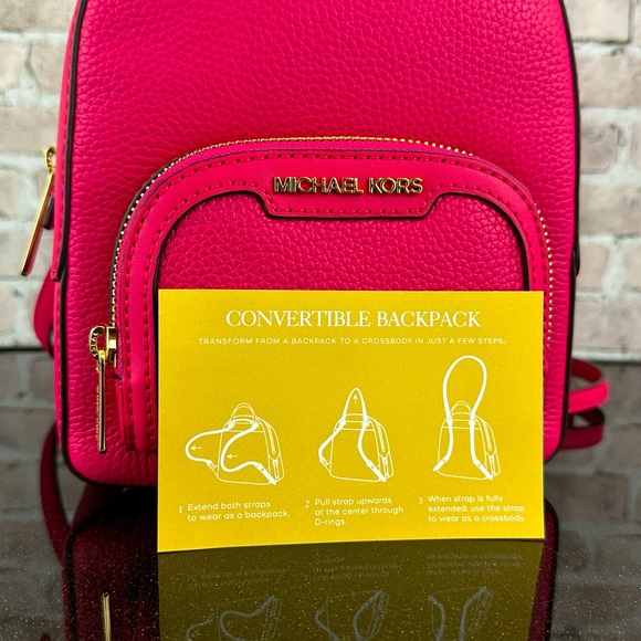 MICHAEL KORS JAYCEE LEATHER XS BACKPACK CONVERTIBLE SHOULDER BAG Electric Pink - Picture 6 of 9